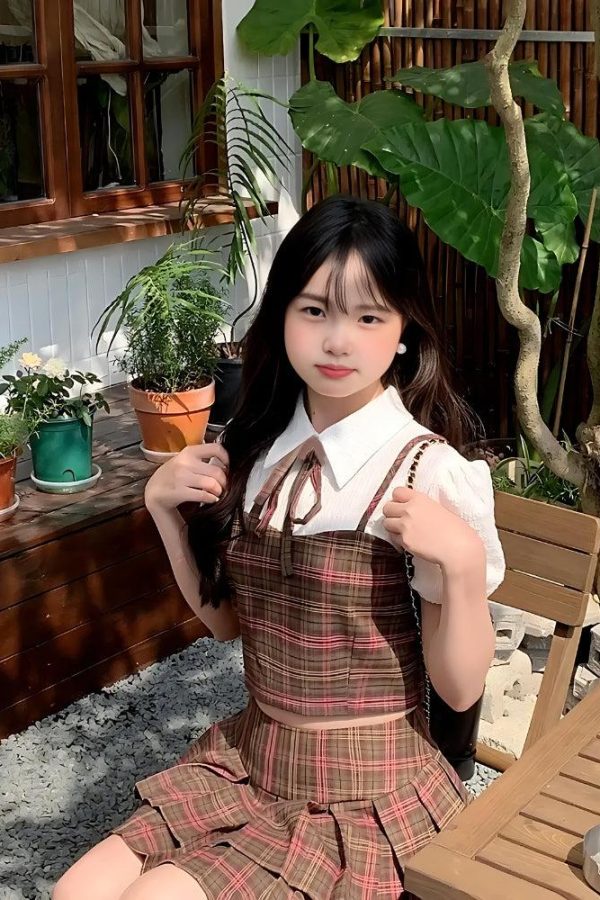 Kawaii Plaid Two Piece Set