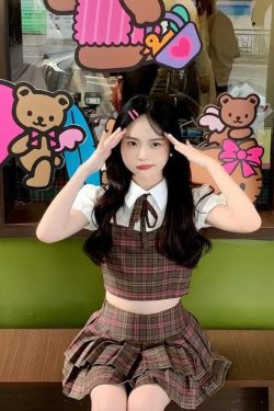 Kawaii Plaid Two Piece Set