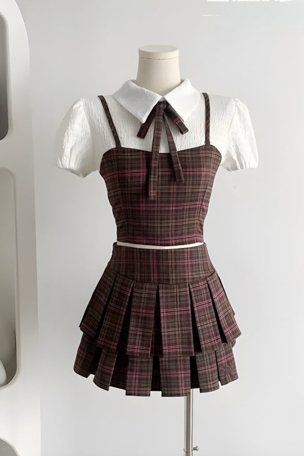 Kawaii Plaid Two Piece Set