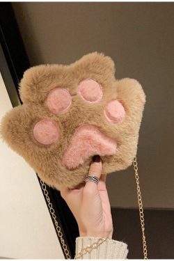 Kawaii Plush Paw Crossbody Bag