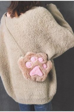 Kawaii Plush Paw Crossbody Bag