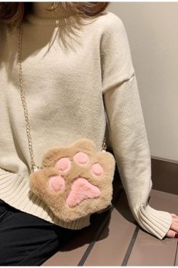 Kawaii Plush Paw Crossbody Bag