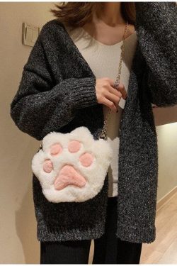 Kawaii Plush Paw Crossbody Bag