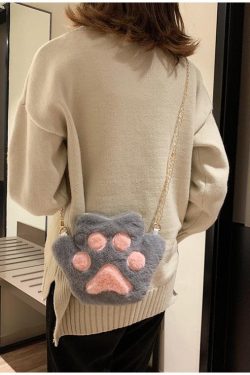 Kawaii Plush Paw Crossbody Bag