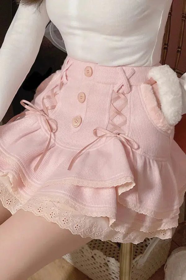 Kawaii Ruffled Layered Lace Mini Skirt