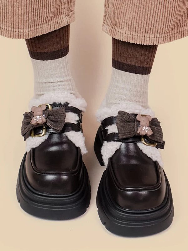 Kawaii Teddy Bear Platform Oxford Shoes
