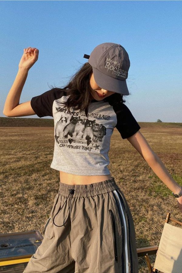 Kitty Print Crop Tee