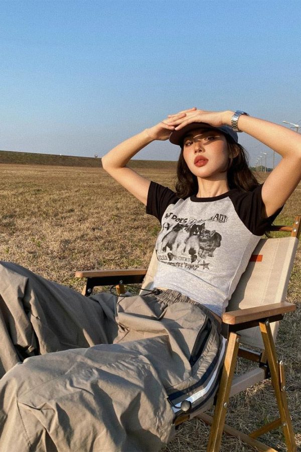 Kitty Print Crop Tee