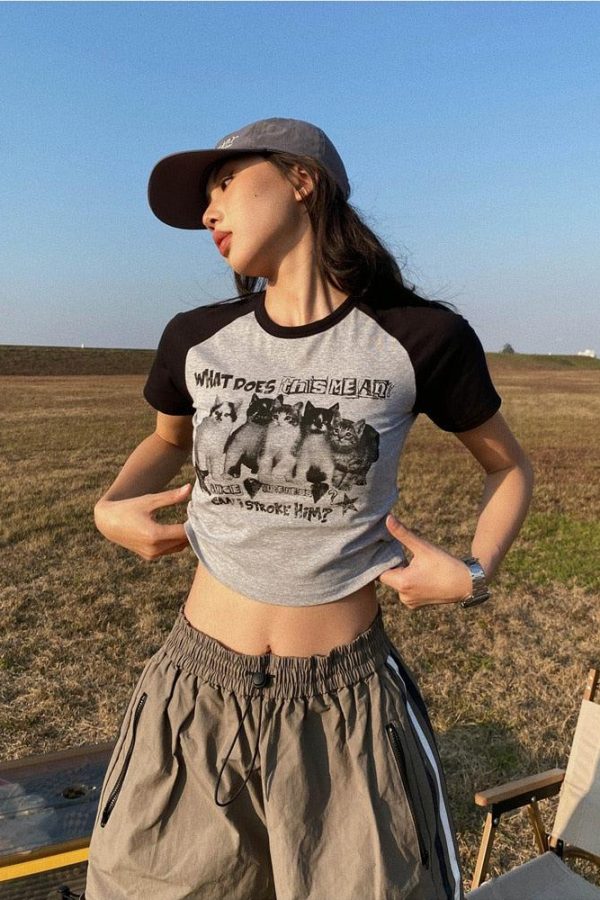 Kitty Print Crop Tee