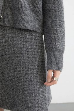 Knitted Button-Up Cardigan & Mini Skirt Two Piece Set