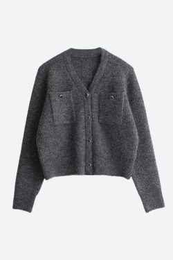 Knitted Button-Up Cardigan & Mini Skirt Two Piece Set