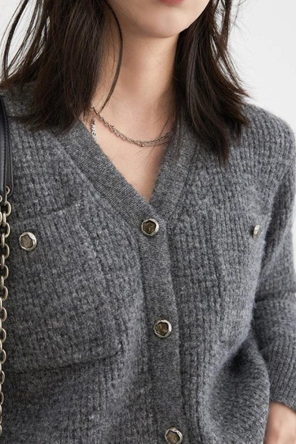 Knitted Button-Up Cardigan & Mini Skirt Two Piece Set