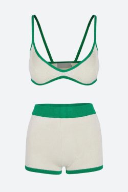 Knitted Crop Top & Shorts Two Piece Set