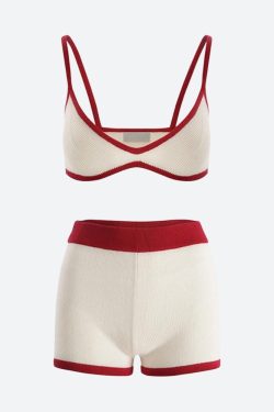Knitted Crop Top & Shorts Two Piece Set