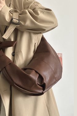 Korean Coffee Pleated Versatile Single Shoulder Crossbody Bag