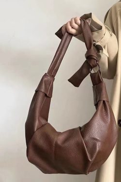 Korean Coffee Pleated Versatile Single Shoulder Crossbody Bag