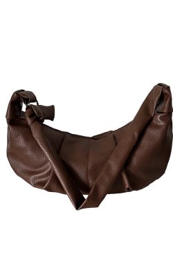Korean Coffee Pleated Versatile Single Shoulder Crossbody Bag