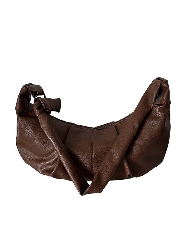Korean Coffee Pleated Versatile Single Shoulder Crossbody Bag