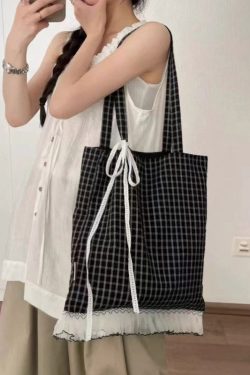 Korean Style Black Lace Patchwork Cotton Shoulder Bag