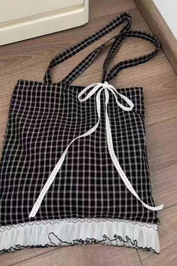 Korean Style Black Lace Patchwork Cotton Shoulder Bag