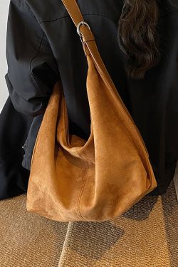 Korean Style Coffee Suede Versatile Shoulder Bag