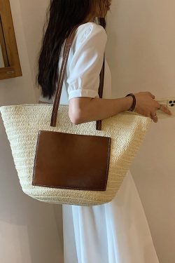 Korean Versatile Large Capacity Straw Woven Satchel Bag Handbag