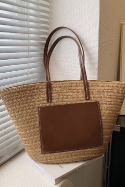 Korean Versatile Large Capacity Straw Woven Satchel Bag Handbag