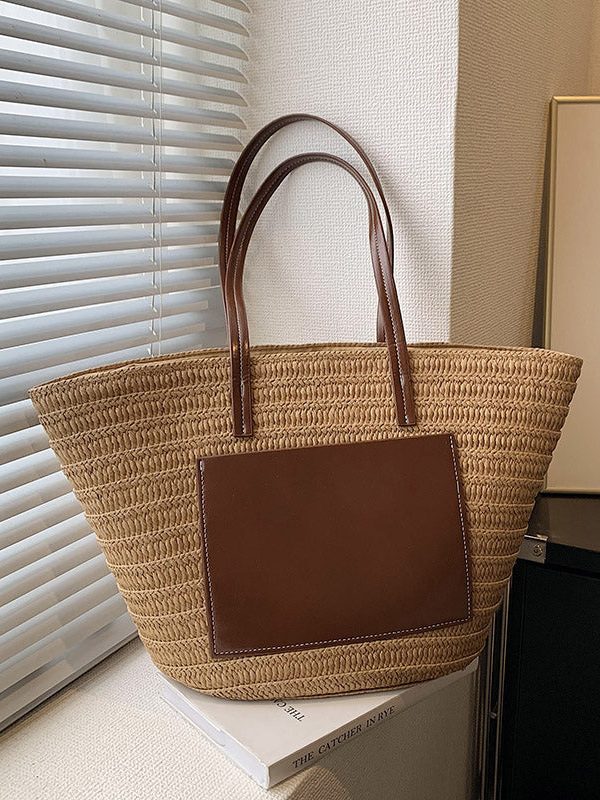 Korean Versatile Large Capacity Straw Woven Satchel Bag Handbag