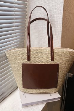 Korean Versatile Large Capacity Straw Woven Satchel Bag Handbag