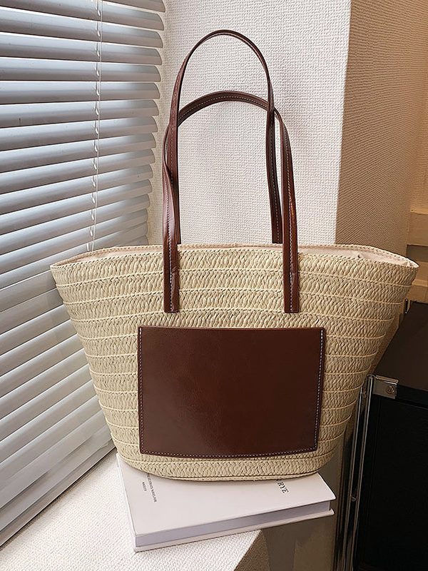 Korean Versatile Large Capacity Straw Woven Satchel Bag Handbag
