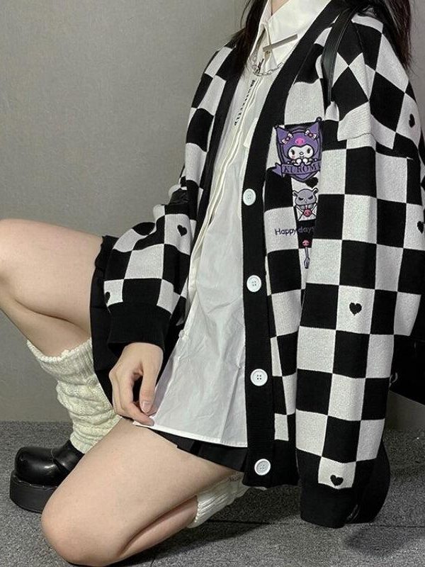 Kuromi Buttoned Black Cardigan