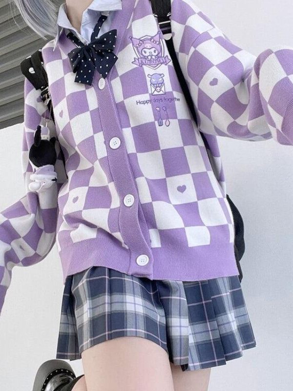 Kuromi Buttoned Purple Cardigan