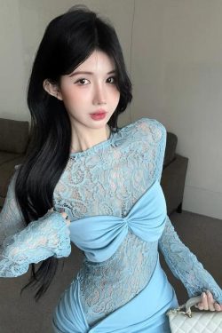 Lace Ruched Mini Dress