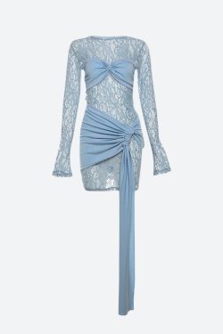 Lace Ruched Mini Dress