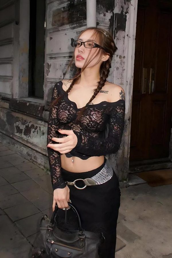 Lace Sheer Off Shoulder Top