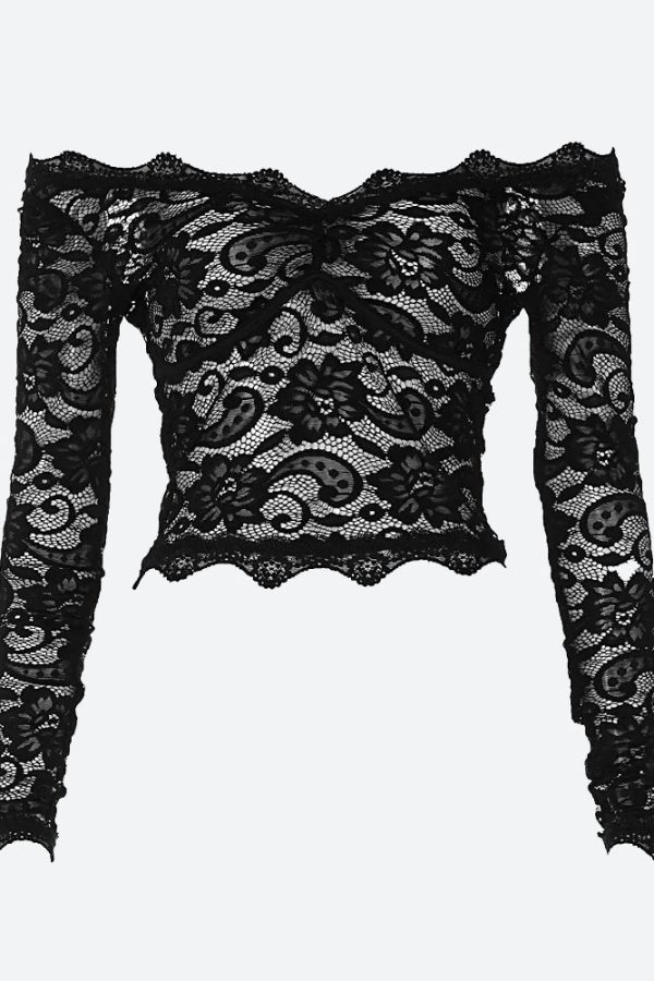 Lace Sheer Off Shoulder Top