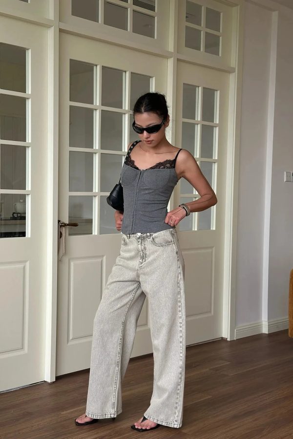 Lace Trim Bustier Top