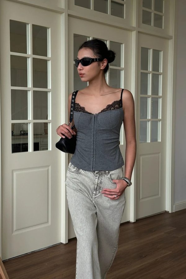 Lace Trim Bustier Top