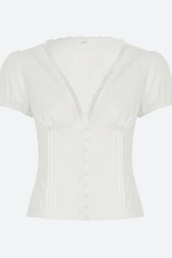 Lace Trim Button Up Shirt