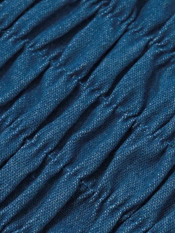 Lace Trim Denim Tube Top