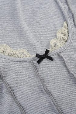 Lace Trim Ribbed Crop Top