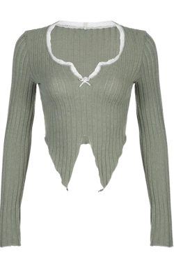 Lace Trim Slit Plush Top