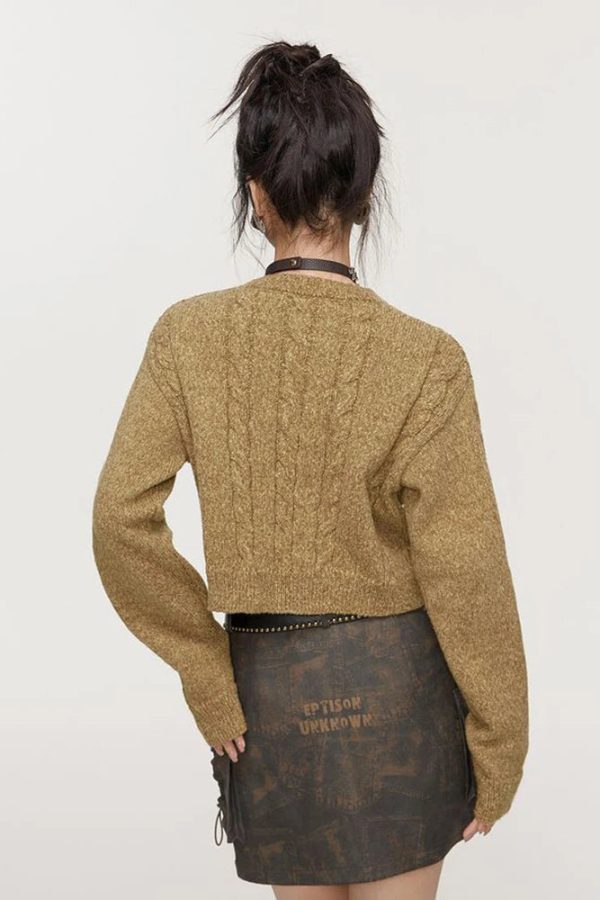 Lace-Up Detail Crop Sweater