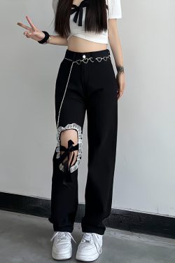 Lace Up Knee Washed Jeans