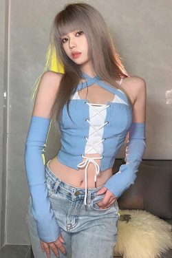 Lace Up Layered Crop Top