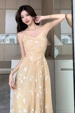 Leaves Mesh Midi Dress