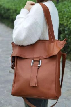 Leisure Brown Calf Leather Large Capacity Satchel Bag Handbag