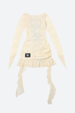 Lemon Lace Backless Mini Dress