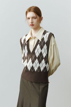 Light Academia Argyle Sweater Vest