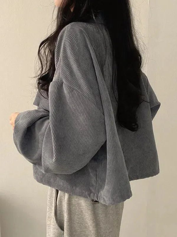 Light Academia Cropped Corduroy Jacket